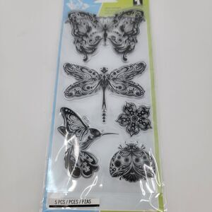 Inkadinkado MINDSCAPES Clear Cling Stamps 5pc Butterfly Dragonfly #99121 NEW